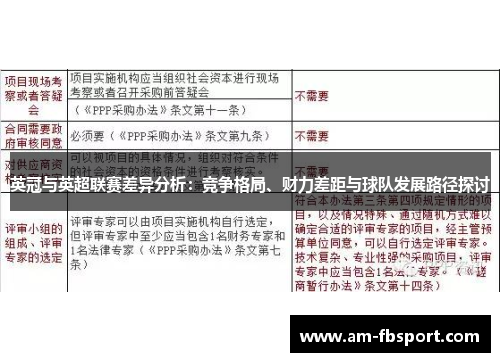 英冠与英超联赛差异分析：竞争格局、财力差距与球队发展路径探讨